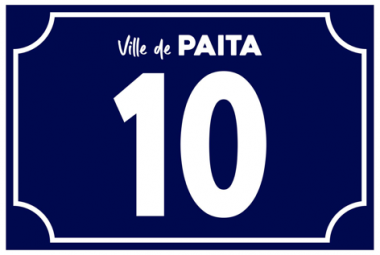 plaquette de numéro de rue pour la ville de Païta illustrant le déploiement de l'adressage dans la commune
