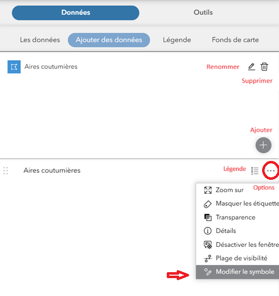 modifier symbologie